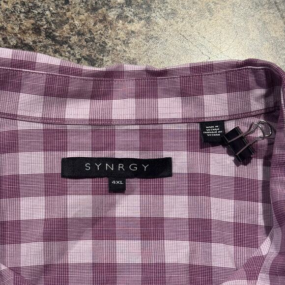 Synrgy Mens Shirt Academia Preppy Retro Indie Coastal Grandpa Button Purple 4XL - Picture 3 of 6